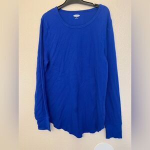 OLD NAVY crew neck royal blue Long Sleeve Thermal waffle Knit Top womans XL